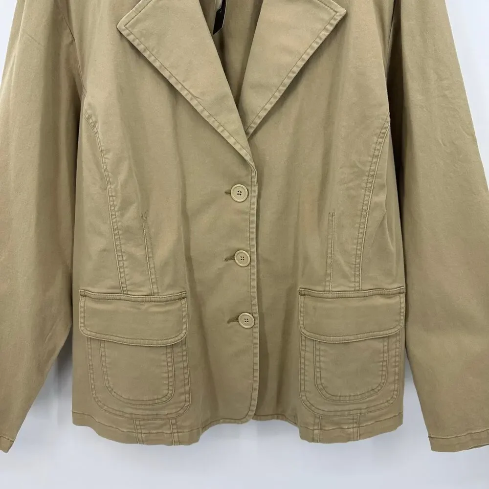 Lane Bryant Venezia Tan Notched Collar Blazer Jacket Plus Size 26 - 28 NWT